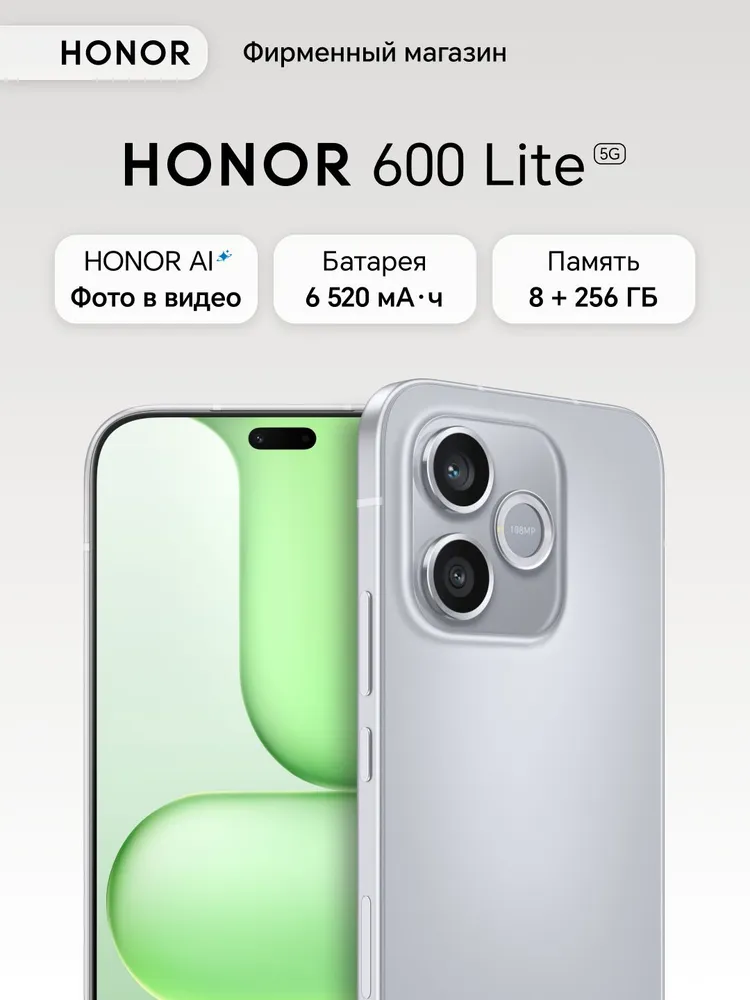 Honor Смартфон HONOR 600 Lite Ростест (EAC) 8/256 ГБ, Micro-SIM, серый