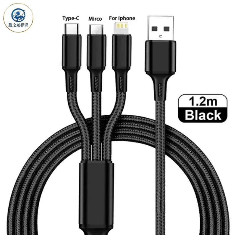 КабельДляЗарядкиДанных,3-в-1,MicroUSB/TypeC/Lightning/кабельДляБыстройЗарядки