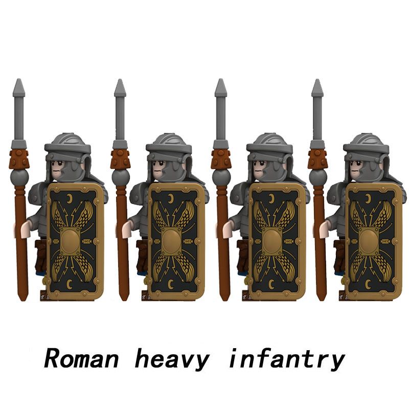 Минифигуркаизстроительныхблоковсредневековогорыцаряиримскойпехоты,модельизстроительныхблоковЦентурионлегиона,совместимыслегoконструкторами,4штуки