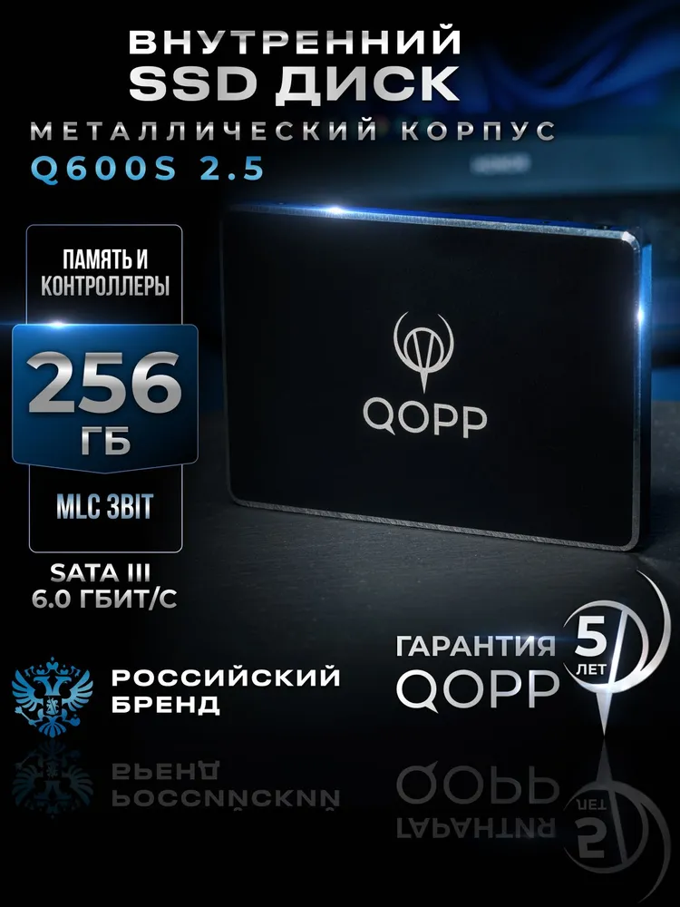 QOPP 256 ГБ Внутренний SSD-диск 2.5" SATA3 6.0 Гбит/с, жесткий диск для ноутбука и компьютера, 2.5", SATA III 6 Гбит/с (ssd накопитель 2.5 в металлическом корпусе)