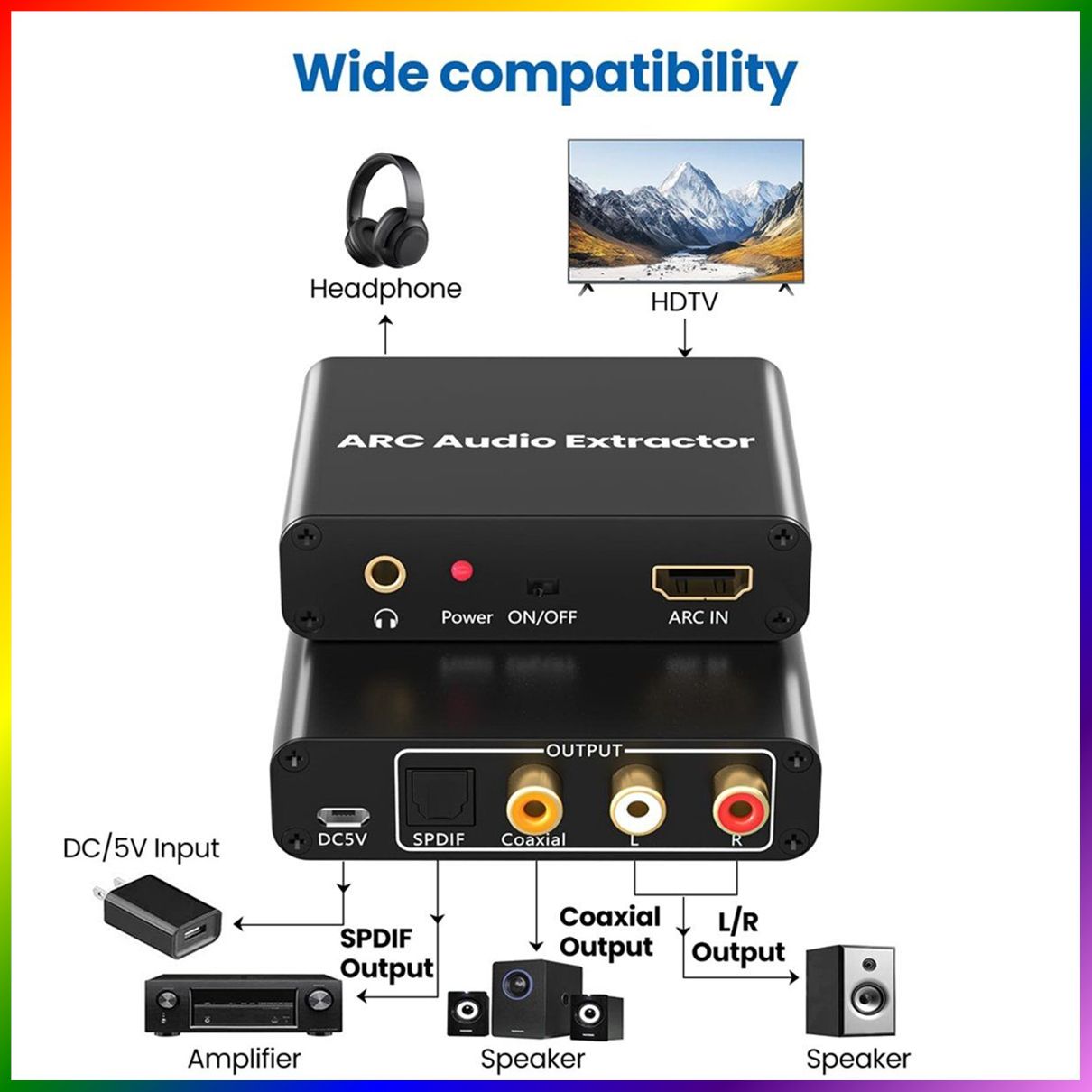 HDMI-совместимыйARC-адаптер,HDARC-конвертервRCA-кабельдляподключенияаудиоустройств