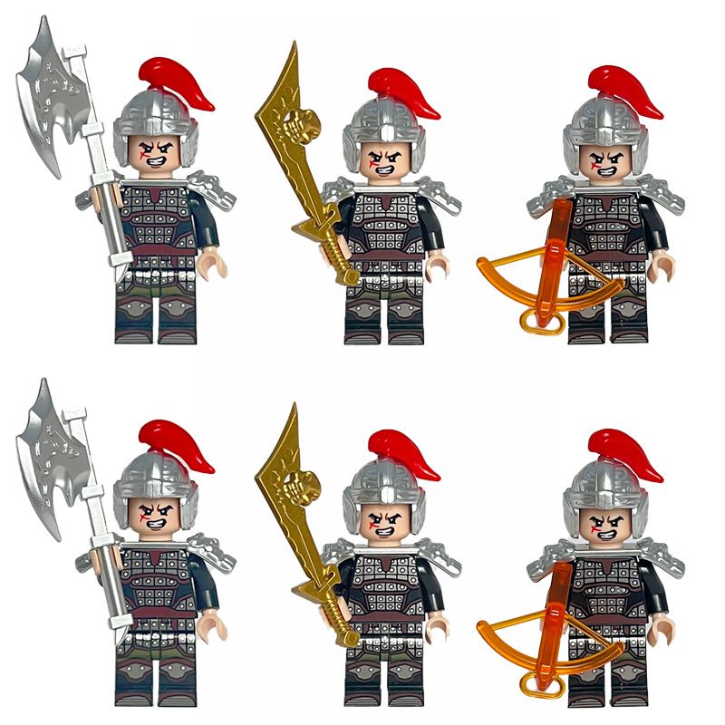 МинифигуркаизстроительныхблоковТроецарствие,модельигровогоперсонажа,мини-кукла-солдат,совместимаясостроительнымиблокамиLe-go,высота4,5см