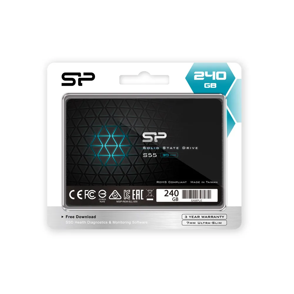 Silicon Power 240 ГБ Внутренний SSD-диск Slim S55 2.5" SATA3, 2.5", SATA III 6 Гбит/с (SP240GBSS3S55S25)