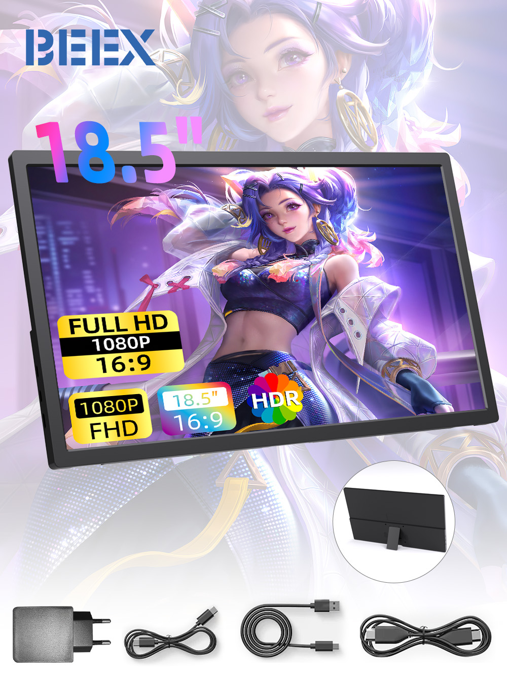 BEEX18.5"Монитор,IPS,1920x1080,120Гц,черныйматовый