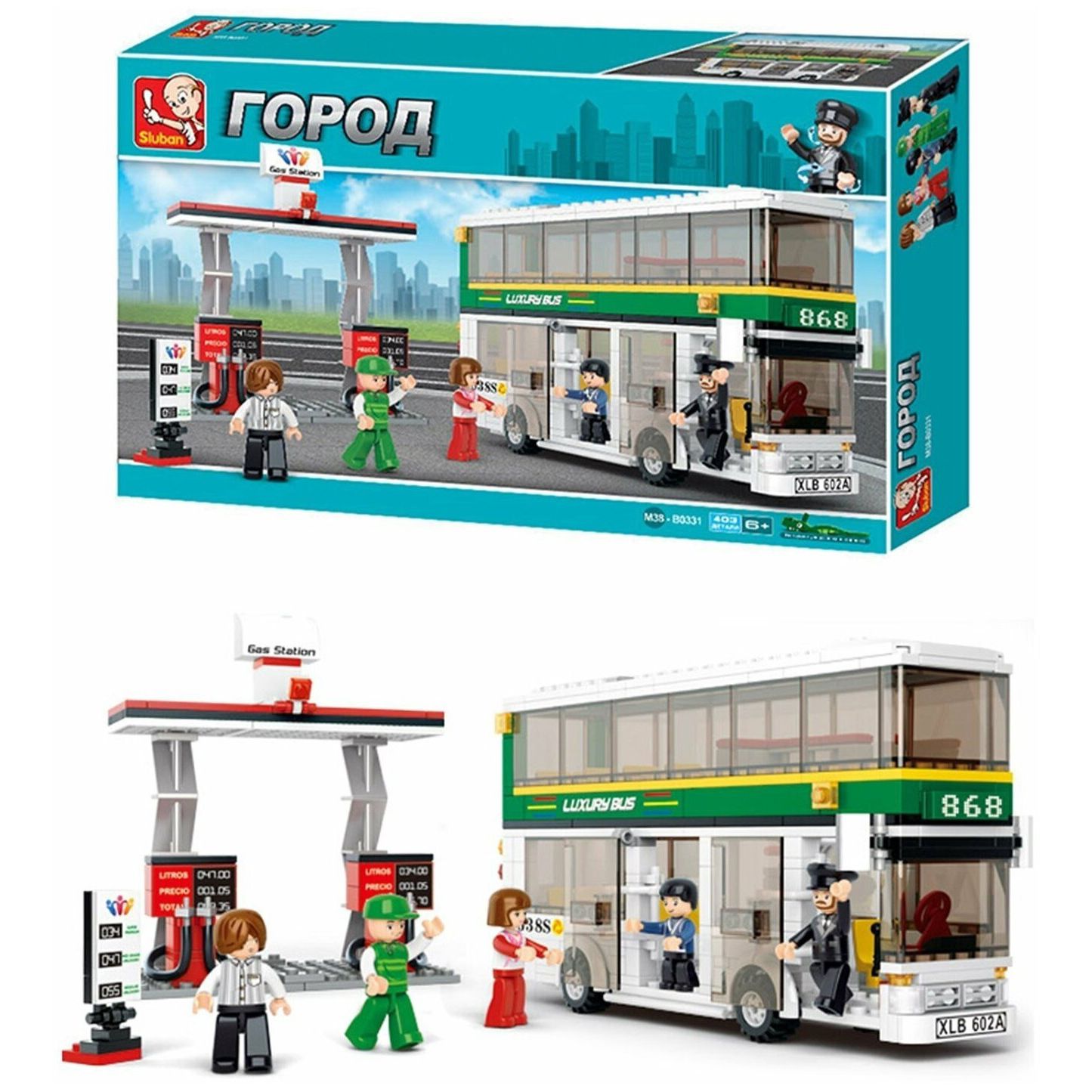 SlubanКонструкторДвухэтажныйавтобус-Маршрут868,403деталиM38-B0331с6лет