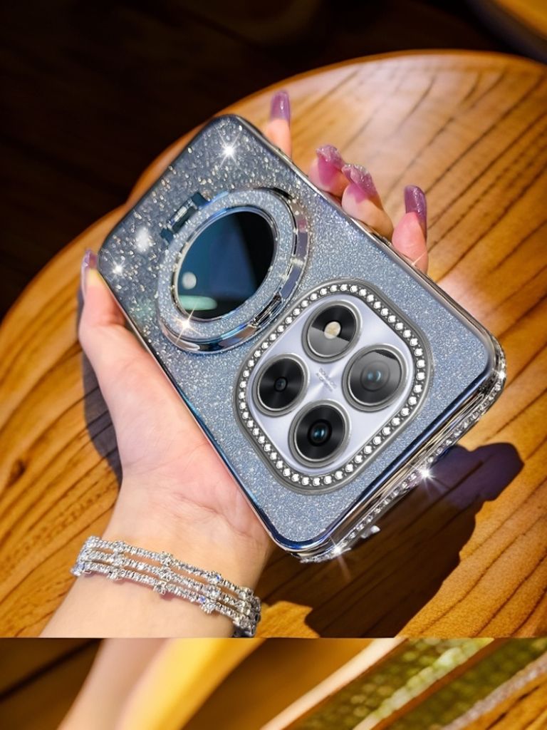 ЧехолKEYSIONсблесткамиистразамимагнитныйдляRedmiNote14Pro+5GиXiaomiPOCOX7,подставка-зеркало,противоударнаязащита,стильныйаксессуар