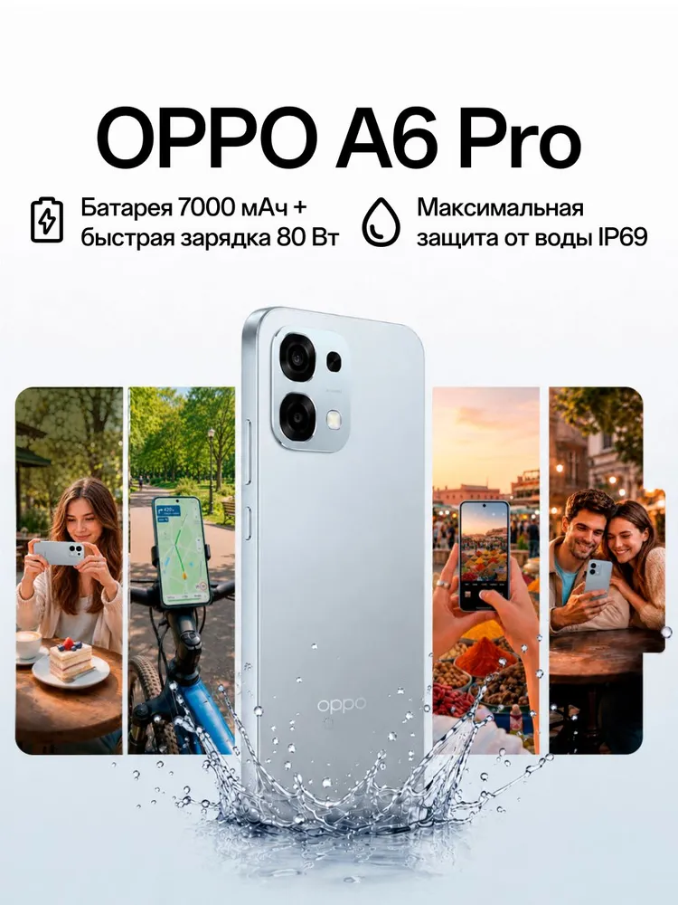 OPPO Смартфон OPPO A6 Pro Ростест (EAC) 8/256 ГБ, Nano-SIM, серый металлик, серый
