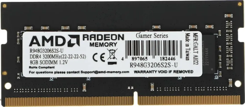 AMD Оперативная память DDR4, 3200 МГц, 1 x 8 ГБ (R948G3206S2S-U)