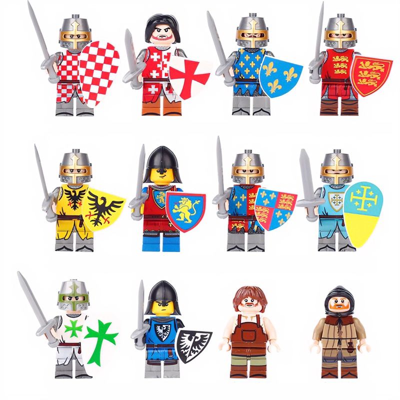 Военнаясредневековаяминифигуркарыцарязамка,минифигуркаевропейскогорыцаряифермера