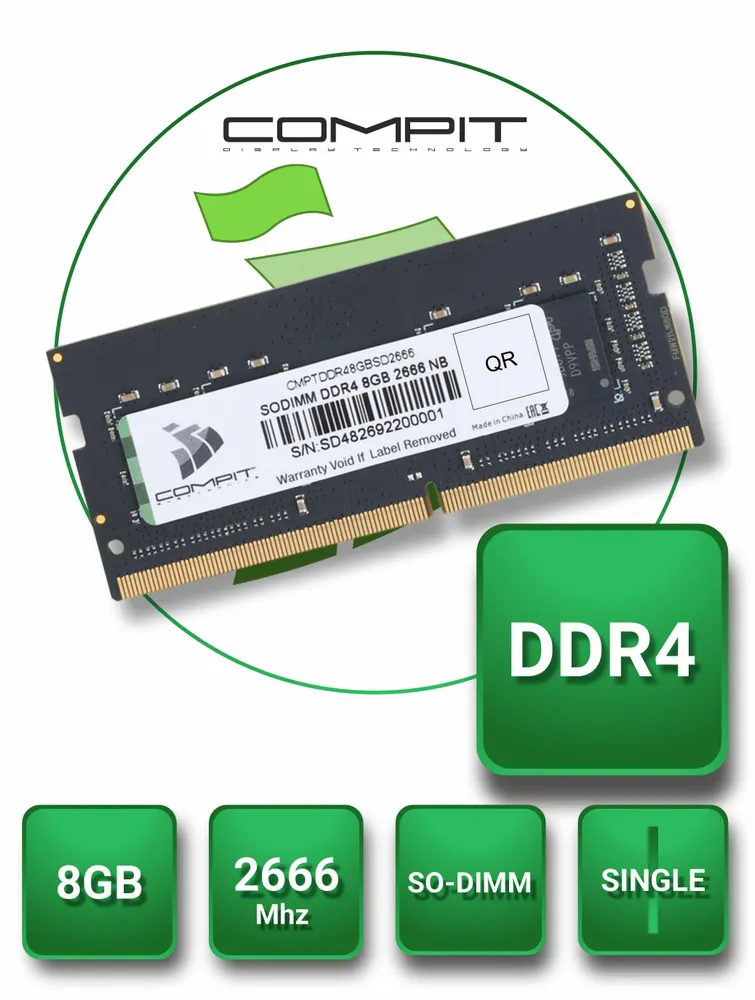 Compit Оперативная память DDR4, 2666 МГц, 1 x 8 ГБ (CMPTDDR48GBSD2666)